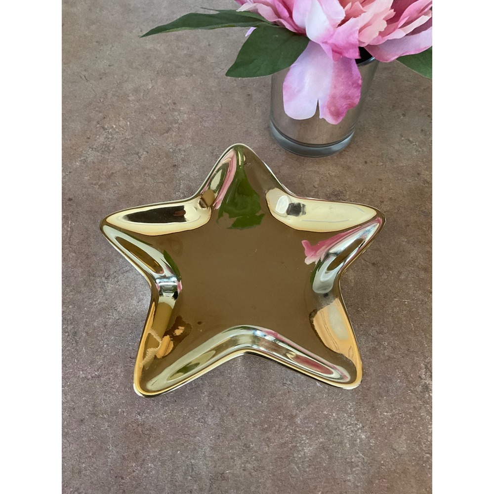 Studio Nova Christmas Shine Gold Star Candy Dish KT300/600 Metallic Gold Bowl